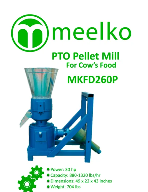 Imagen del producto relacionado Peletizadora PTO MKFD260P - La peletizadora PTO MKFD260P de Meelko utiliza una matriz de 260 mm y funciona conectada directamente a la toma de fuerza de…