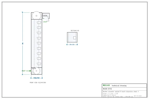 Miniatura imagen 2 del producto Noria hermética 5 t/h en acero inoxidable para harinas y polvos