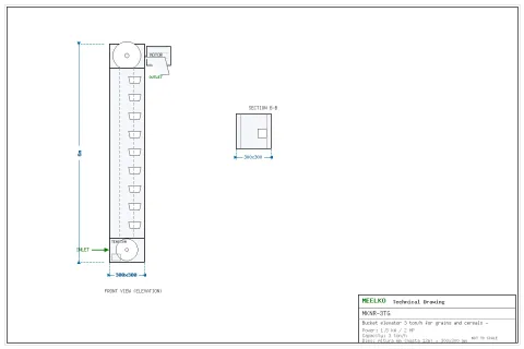 Imagen del producto relacionado Noria de Cangilones 3 t/h para Granos y Cereales MKNR-3TG - Noria de cangilones MKNR-3TG de 3 toneladas por hora. Eleva en vertical granos y cereales como maíz, trigo, sorgo y arroz, y…