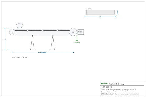Miniatura imagen 1 del producto Banda Transportadora Lineal 400 mm x 3 m MKBT-400L-3